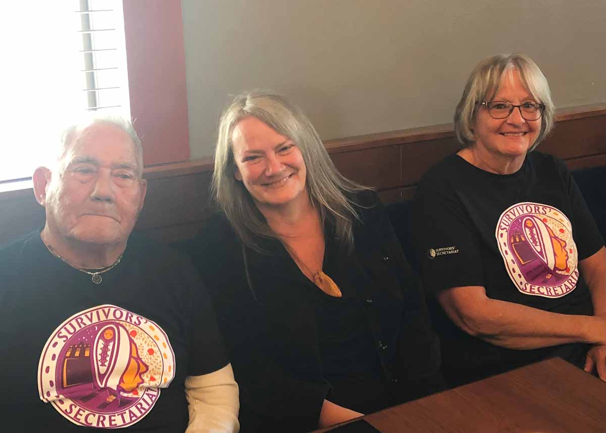 Kimberly is pictured here with Survivors Roberta Hill and John Elliot where they met Minister Lametti – the Attorney General of Canada, and Minister Miller before the public announcement.